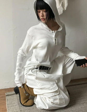 GOLGI HOODED HENLEY KNIT